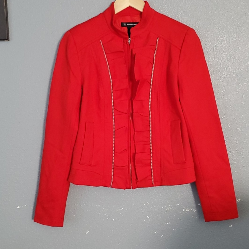 INC International Concepts red ruffle blazer